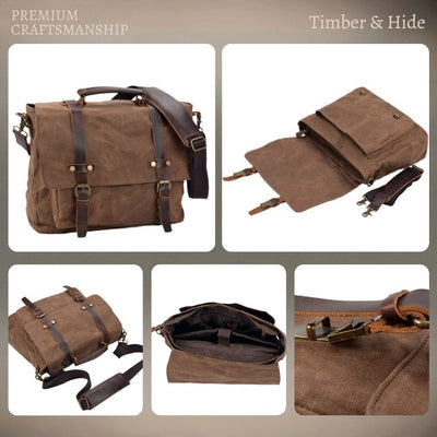 Canvas & Leather Messenger Bag | BRUGES