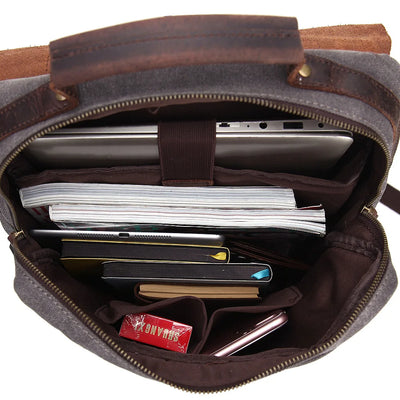 Harlan | Fashion Canvas Leather School Bag
