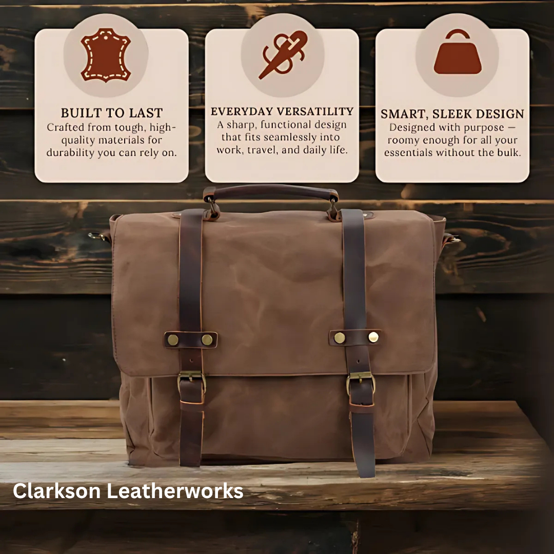 Canvas & Leather Messenger Bag | BRUGES